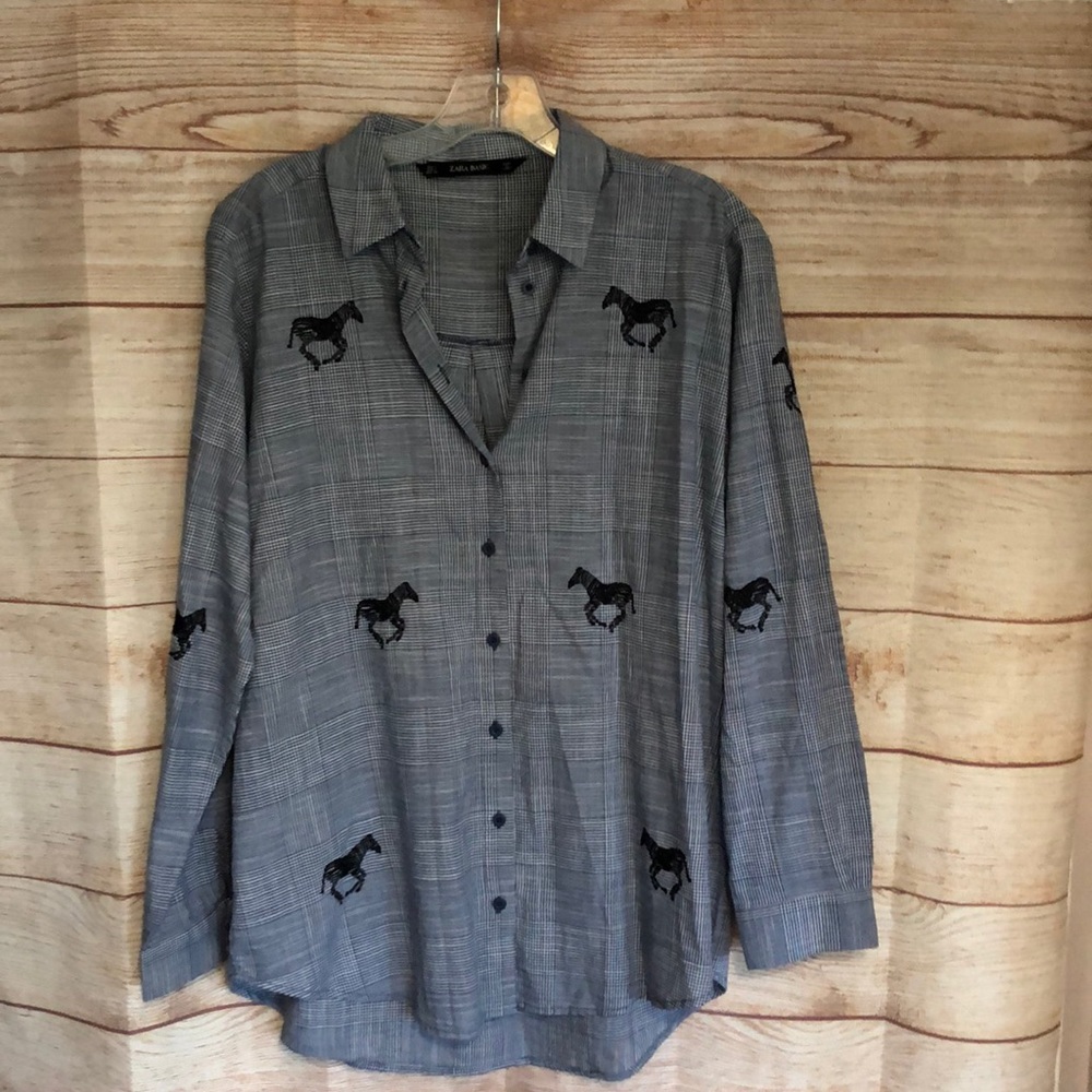 Zara Mixed Print Zebra Button Down